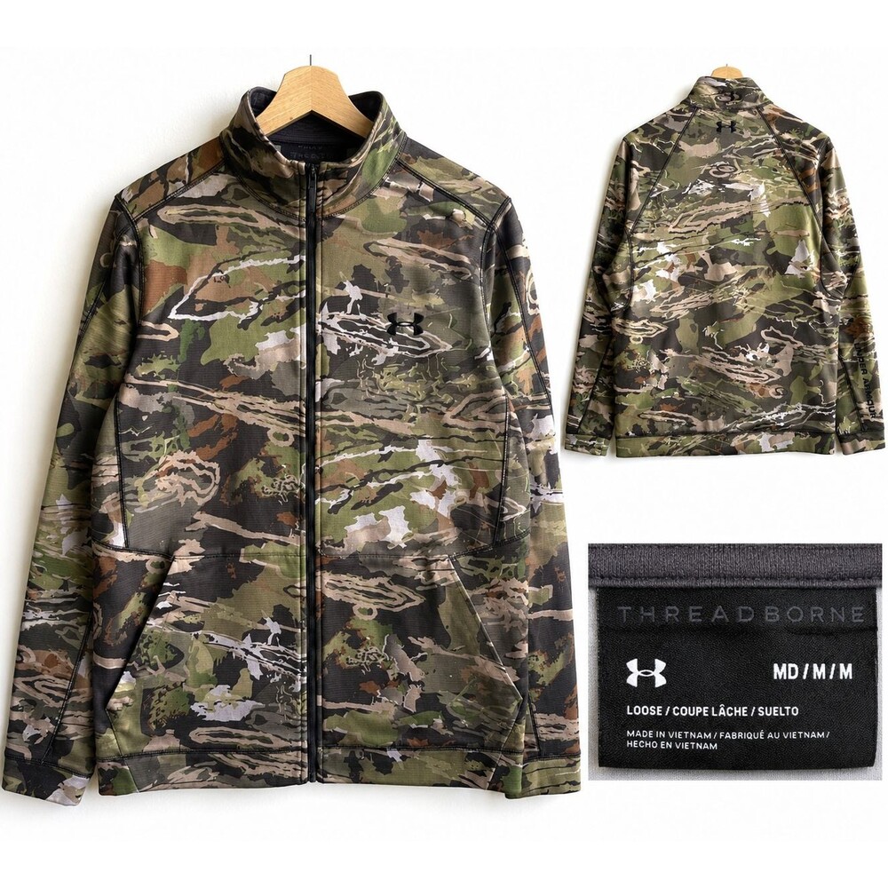 Under Armour Ridge Reaper Camo Raider Jacket Full Zip Men’s M Fleece Threadborne